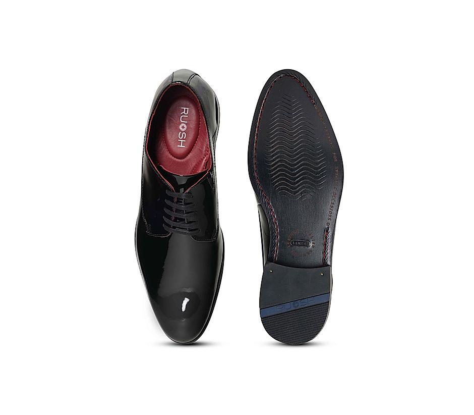The Zeco  Black Men Glossy patent derby Ruosh