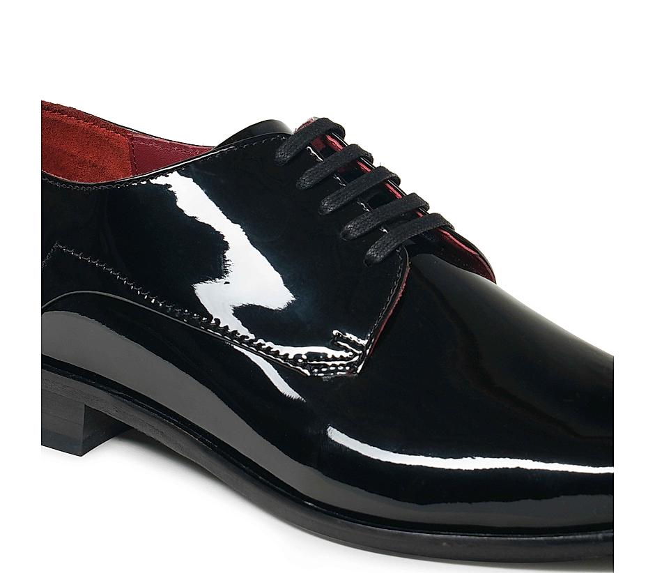 The Zeco  Black Men Glossy patent derby Ruosh