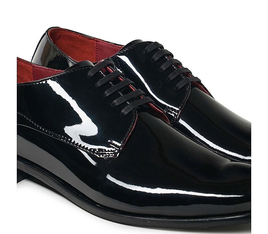 The Zeco  Black Men Glossy patent derby Ruosh