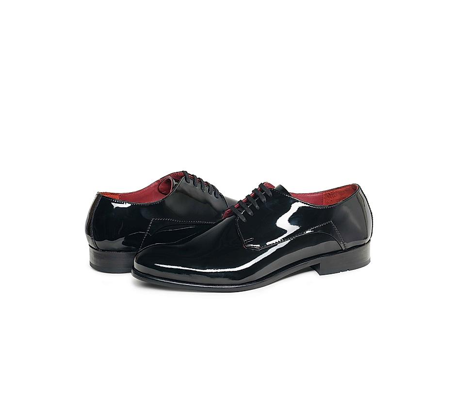 The Zeco  Black Men Glossy patent derby Ruosh