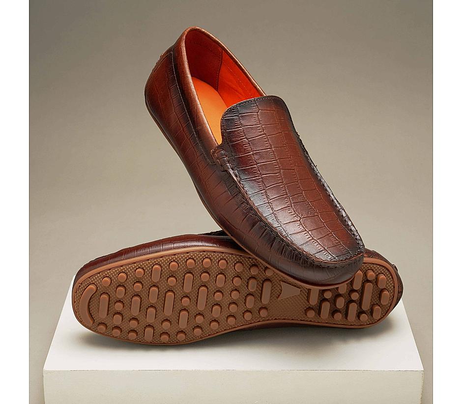 The Seti Tan Men Croc print Casual Loafer Ruosh