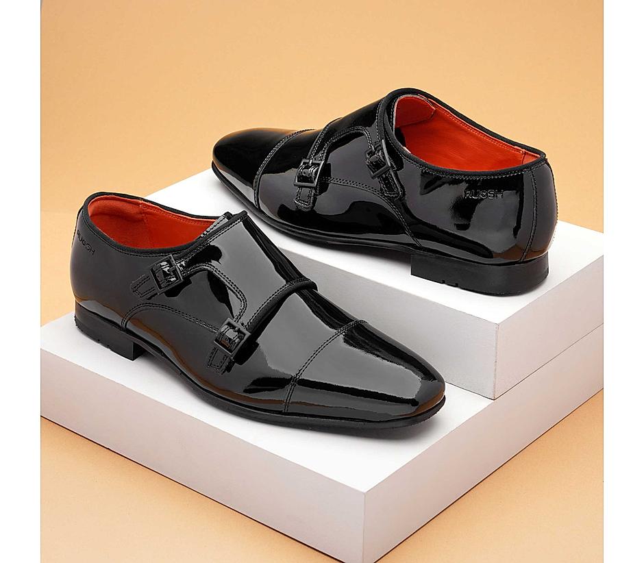 Patent leather monk strap shoes hotsell