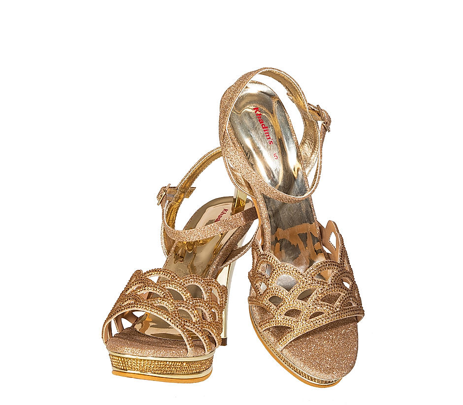 Khadim Gold Heel Sandal for Women