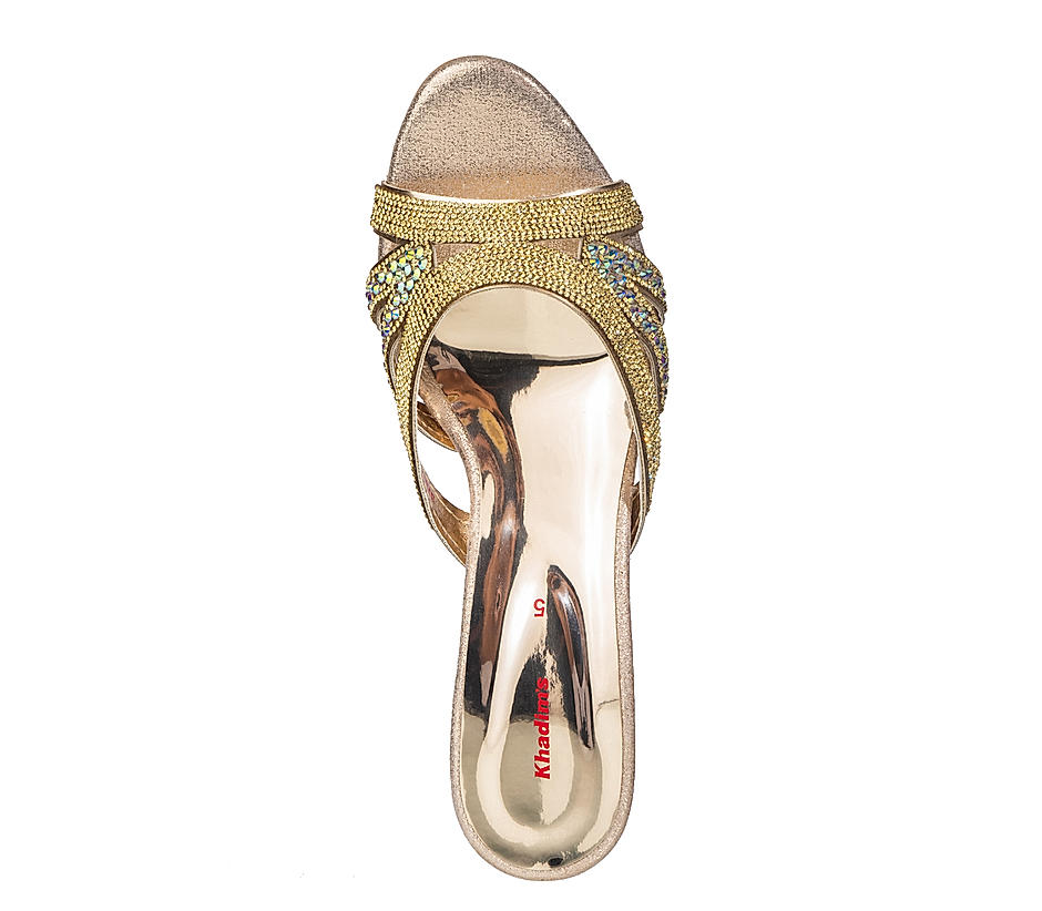 Khadim Gold Mule Heel Sandal for Women