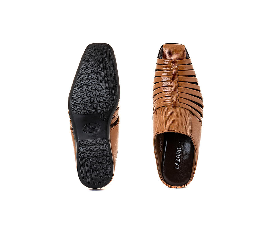 KHADIM Lazard Brown Leather Clogs Slip On Sandal for Men (5180403)