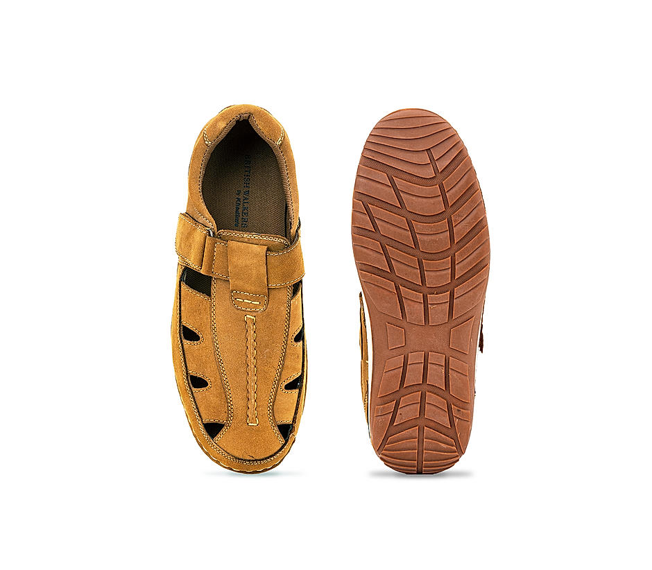 British Walkers Beige Leather Peshawari Shoe Sandal for Men