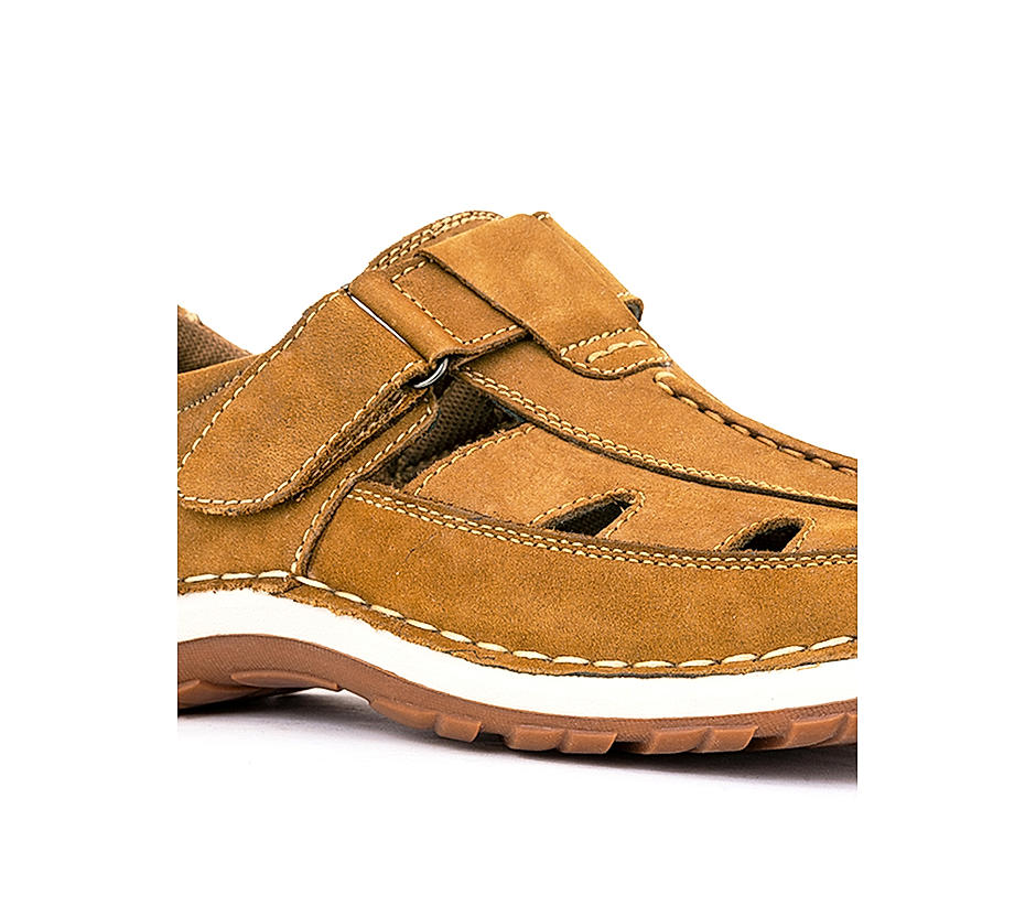 British Walkers Beige Leather Peshawari Shoe Sandal for Men
