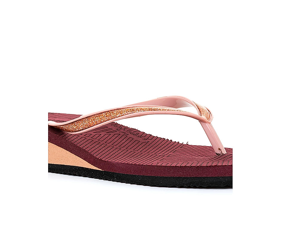 KHADIM Waves Mauve Wedge Heel Thong Slip On Sandal for Women (6690055)