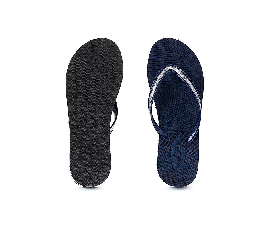 Waves Navy Blue Heel Slippers for Women