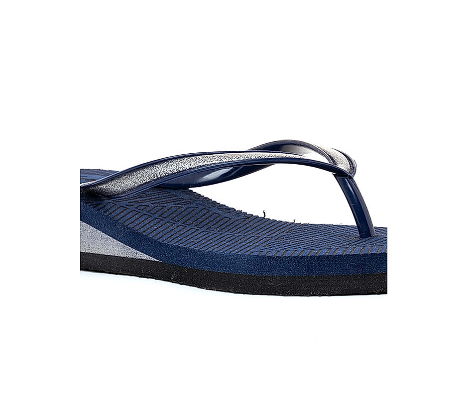 Waves Navy Blue Heel Slippers for Women