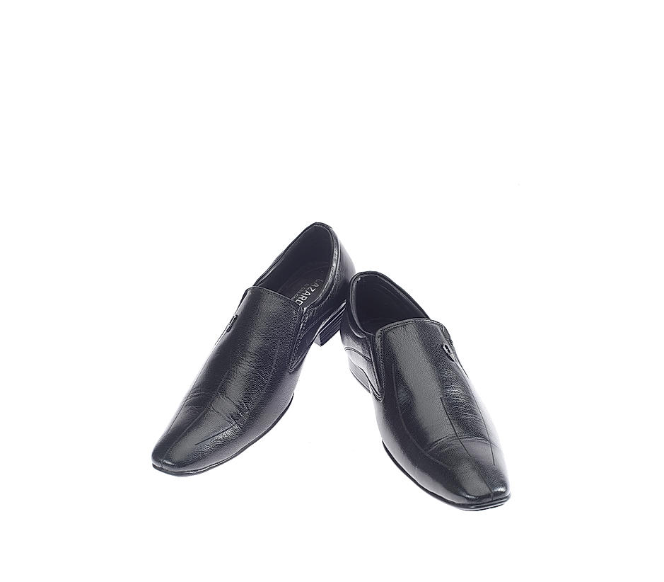 Lazard Black Leather Slip On Formal Shoe for Men