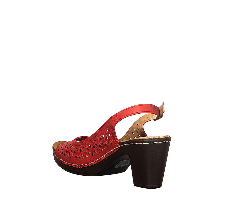 Sharon Red Peep-Toe Heel Sandal for Women