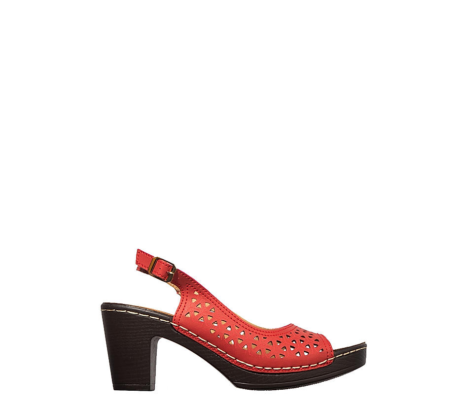 Sharon Red Peep-Toe Heel Sandal for Women