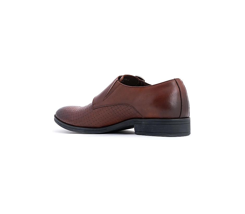 British Walkers Brown Leather Monk Formal Shoe for Men
