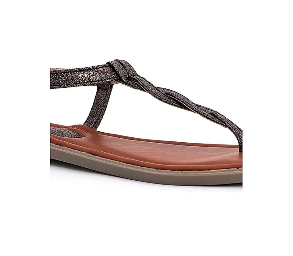 Cleo Grey Flat Sandal for Women