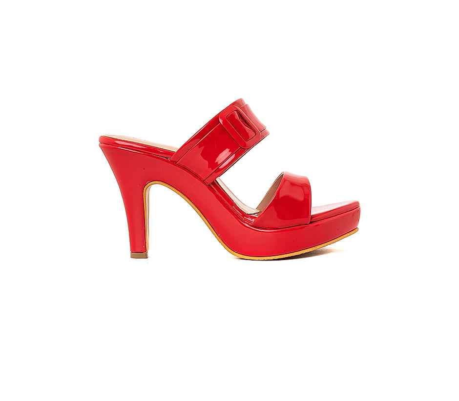 KHADIM Cleo Red High Heel Cone Slip On Sandal for Women (2783745)