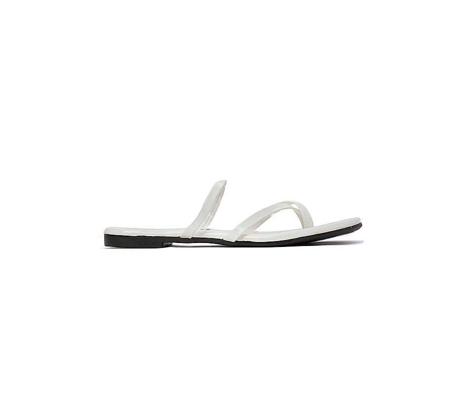 Khadim White Flat Slip Ons for Women