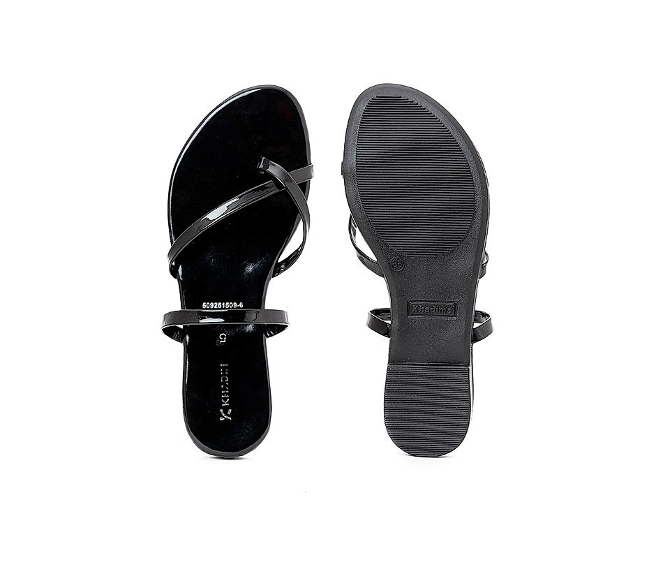 Khadim Black Flat Slip Ons for Women