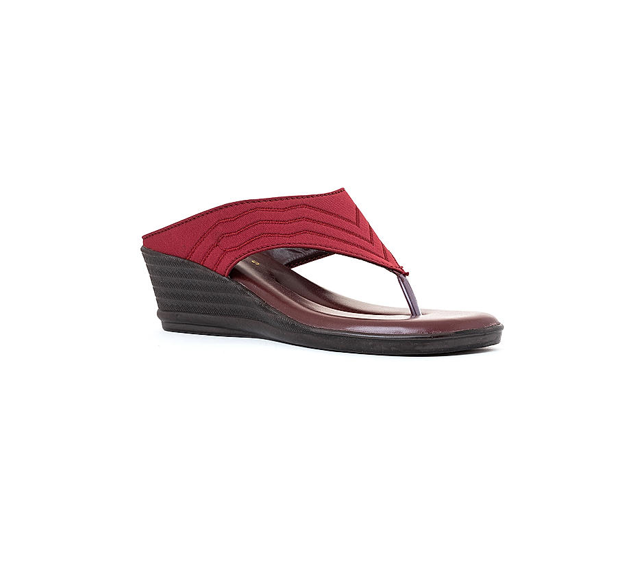womens red wedge flip flops