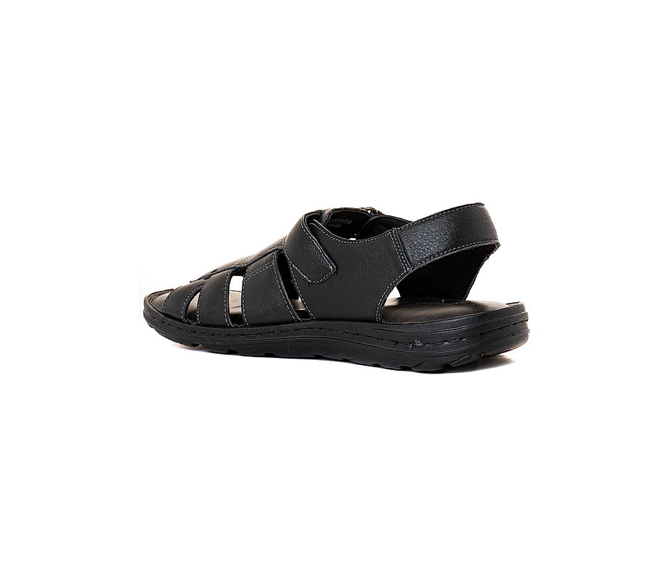 KHADIM British Walkers Black Leather Casual Sandal for Men (9466606)