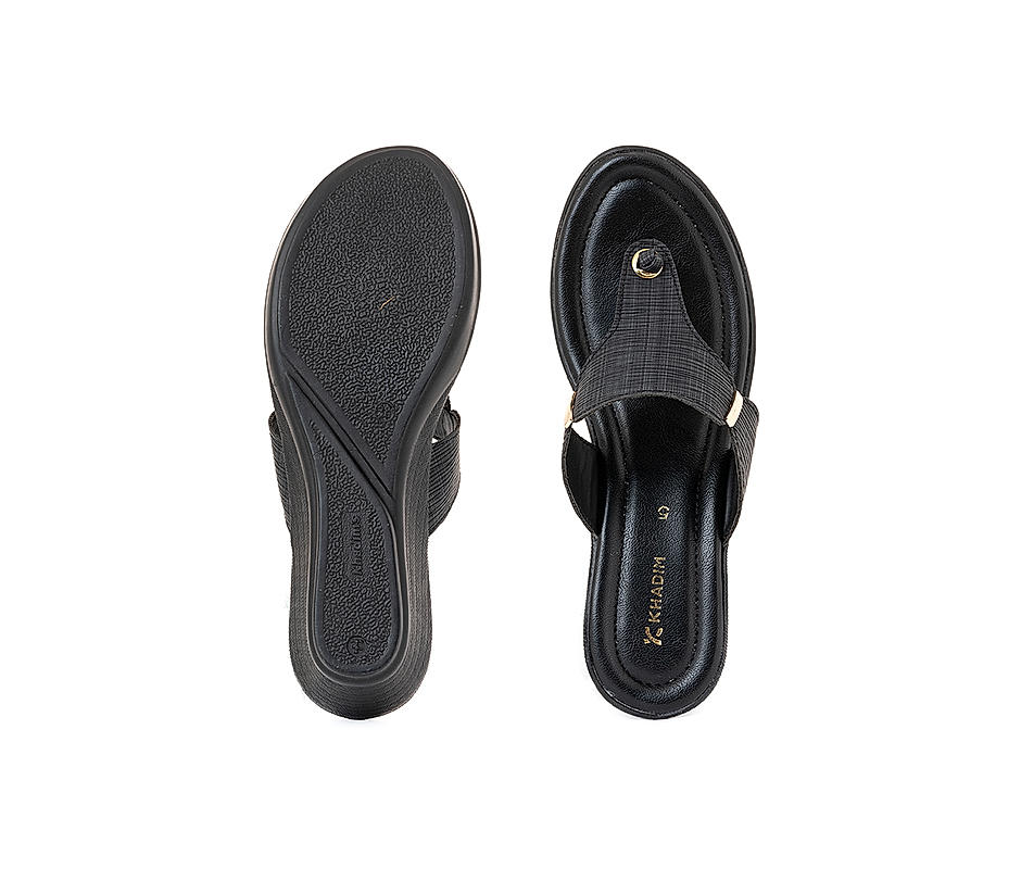 Buy Khadim Black Heel Slip On Sandal for Women Online at Khadims ...