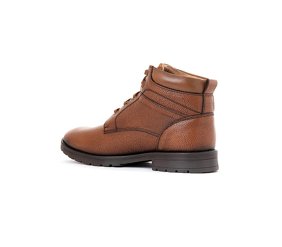 Turk Tan Brown Leather Outdoor Boots for Men