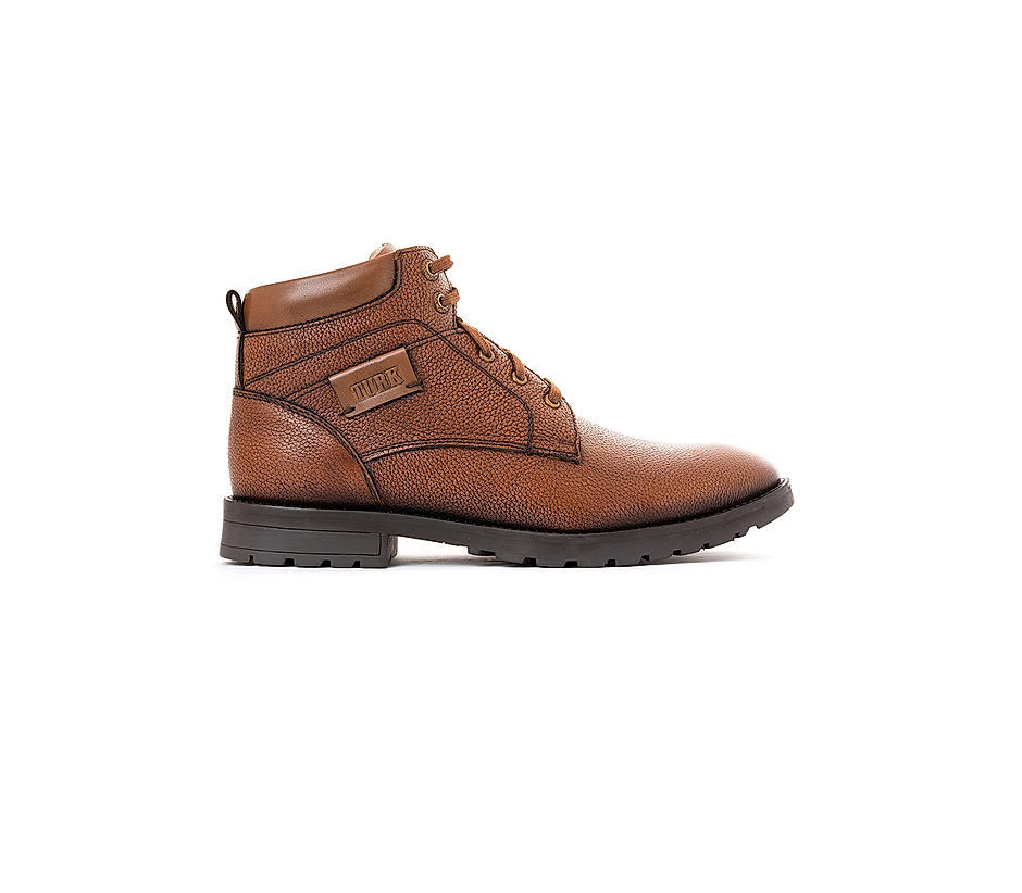 Turk Tan Brown Leather Outdoor Boots for Men