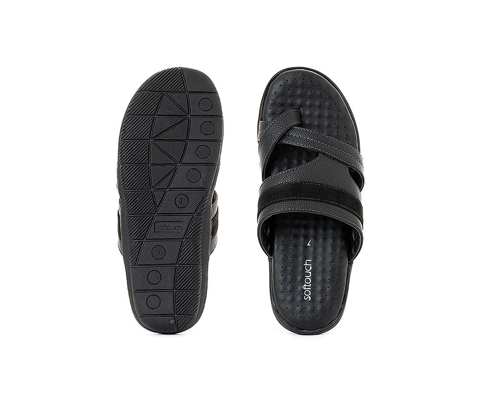 Buy Softouch Black Slip On Sandal for Men Online at Khadims | 73229273260