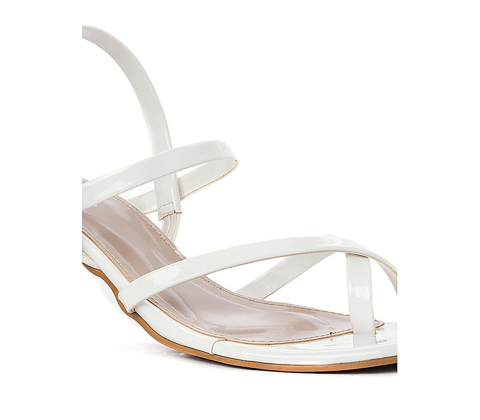 Cleo White Heel Sling Back Sandal for Women