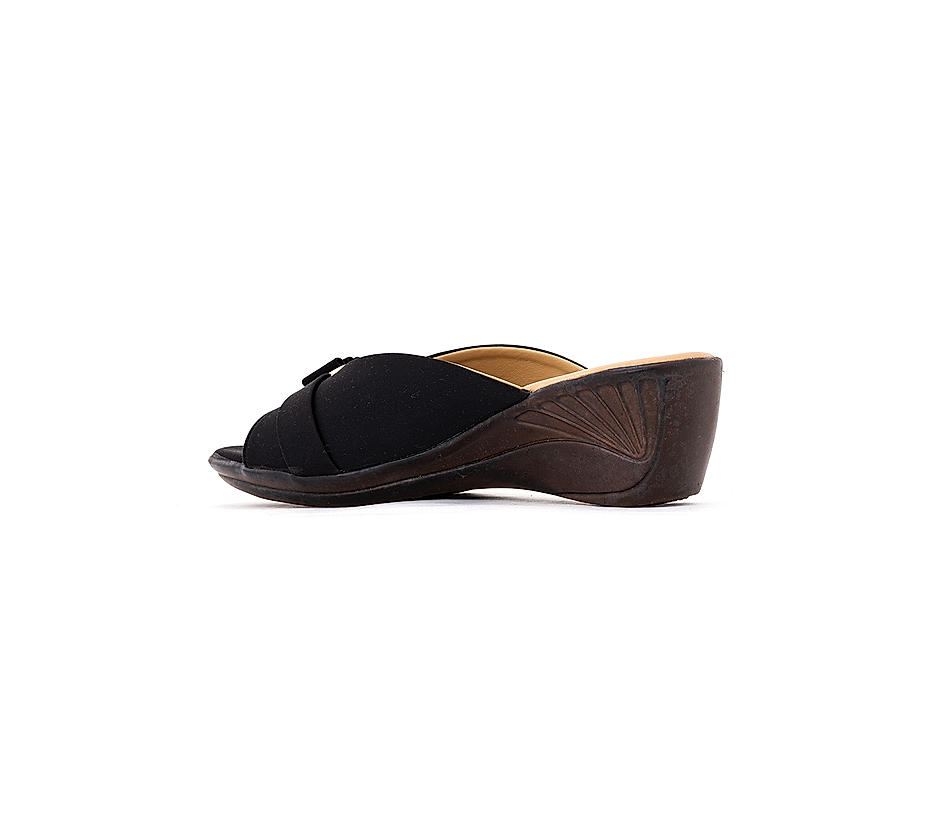 Khadim Black Mule Heel Sandal for Women