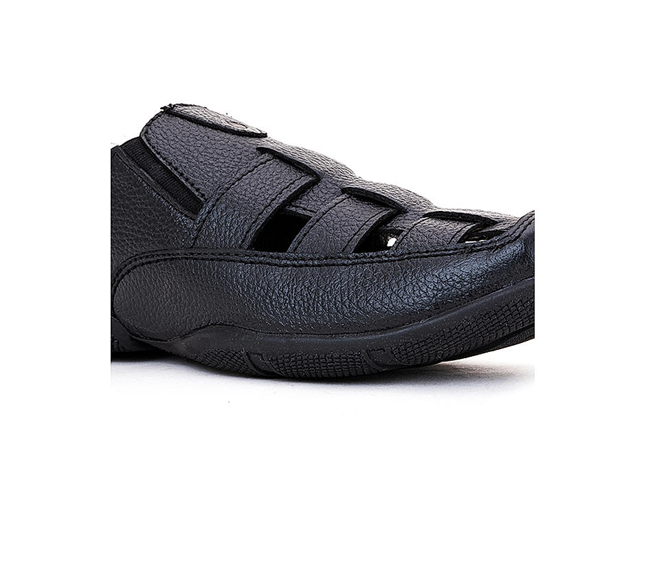 Lazard Black Leather Peshawari Sandal for Men
