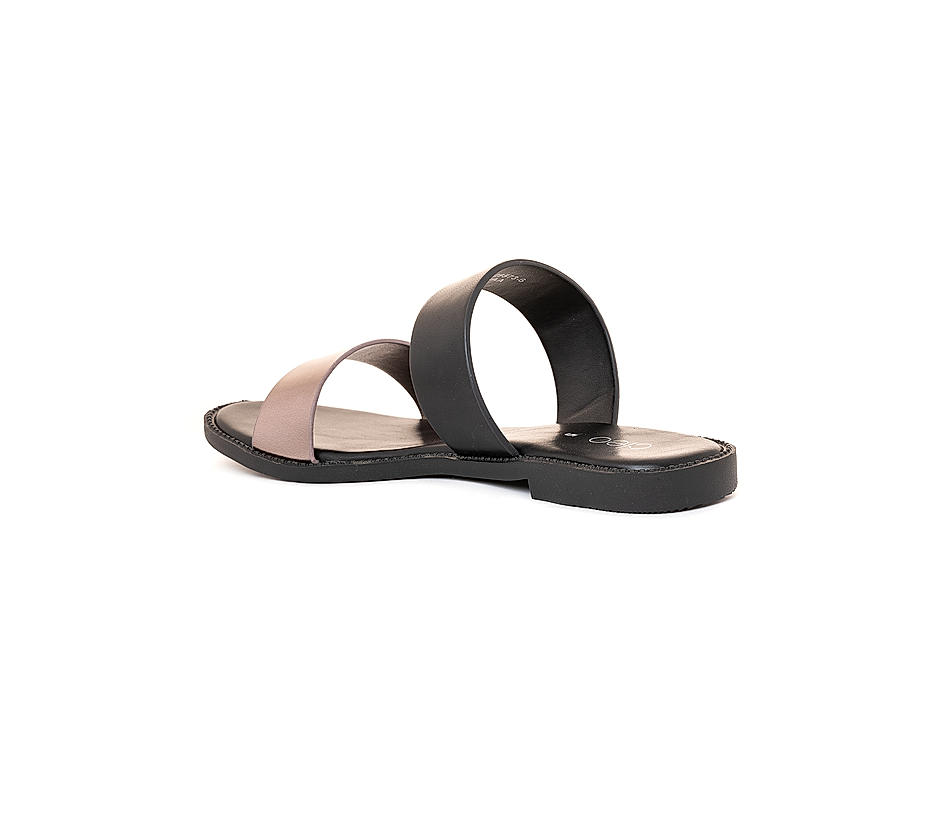 KHADIM Cleo Black Flat Slip On Sandal for Women (5730296)