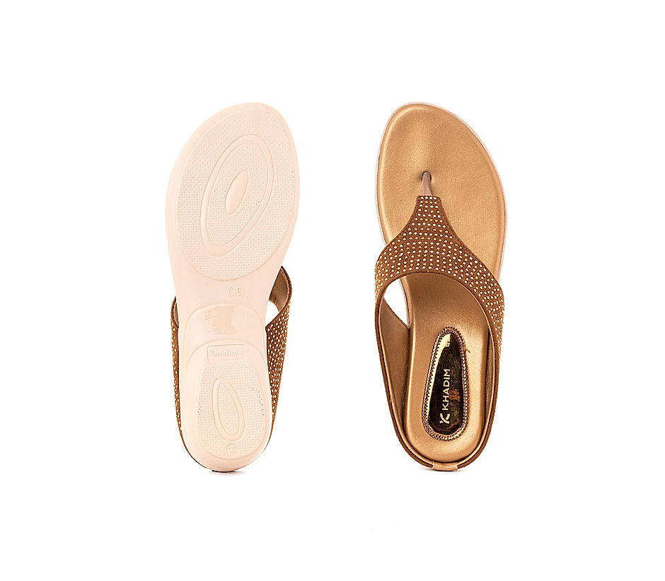 KHADIM Brown Flat Slip On Sandal for Women (6511033)