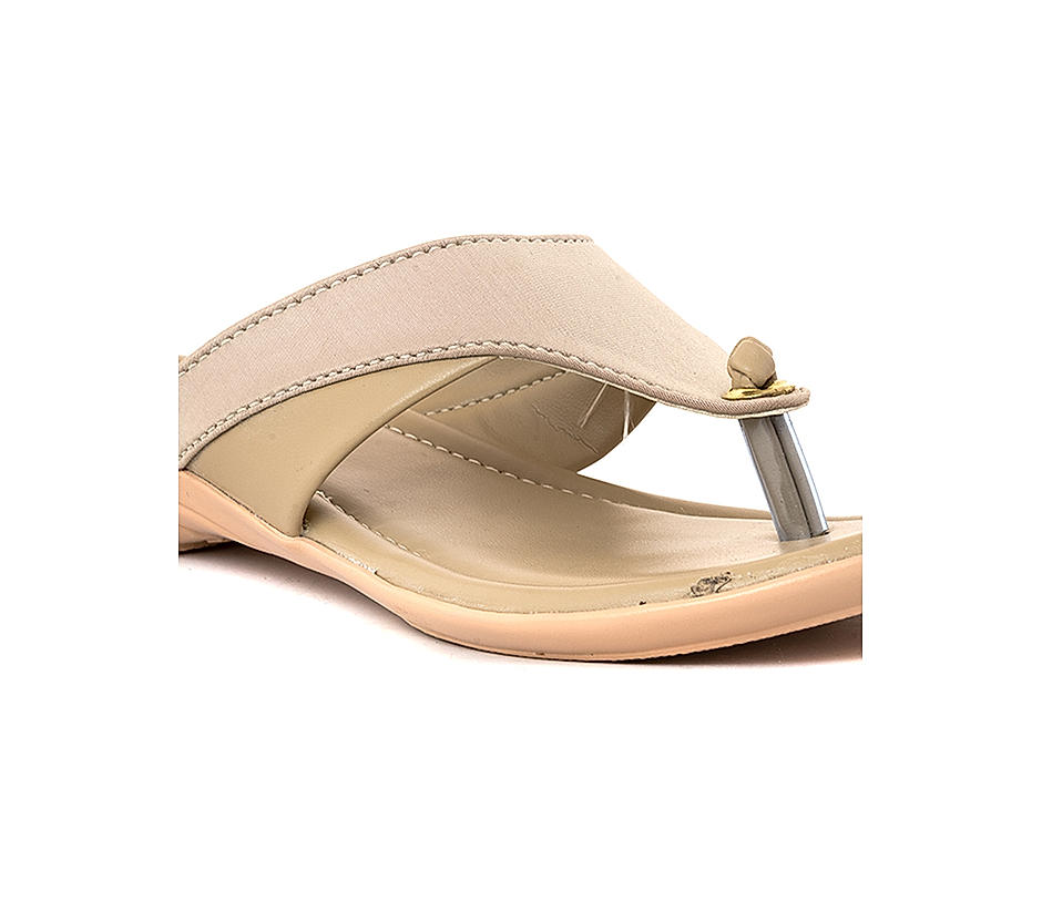 KHADIM Beige Flat Slip On Sandal For Women 5092748