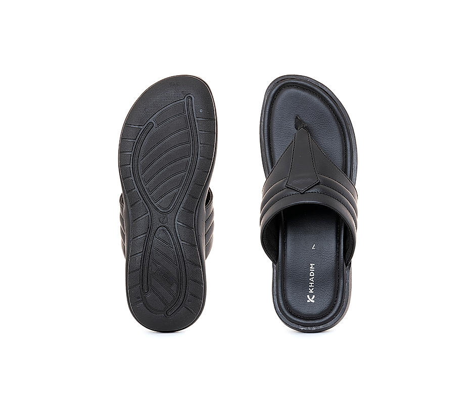 Khadim Black Flip Flops for Men