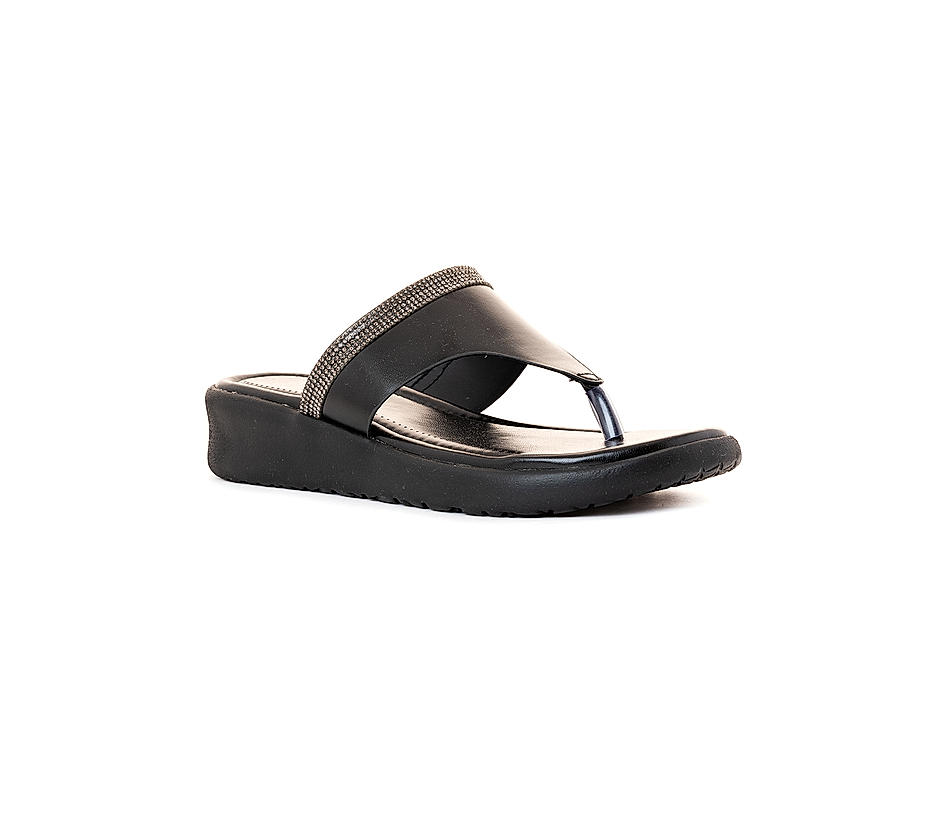 Softouch Black Heel Slip Ons for Women