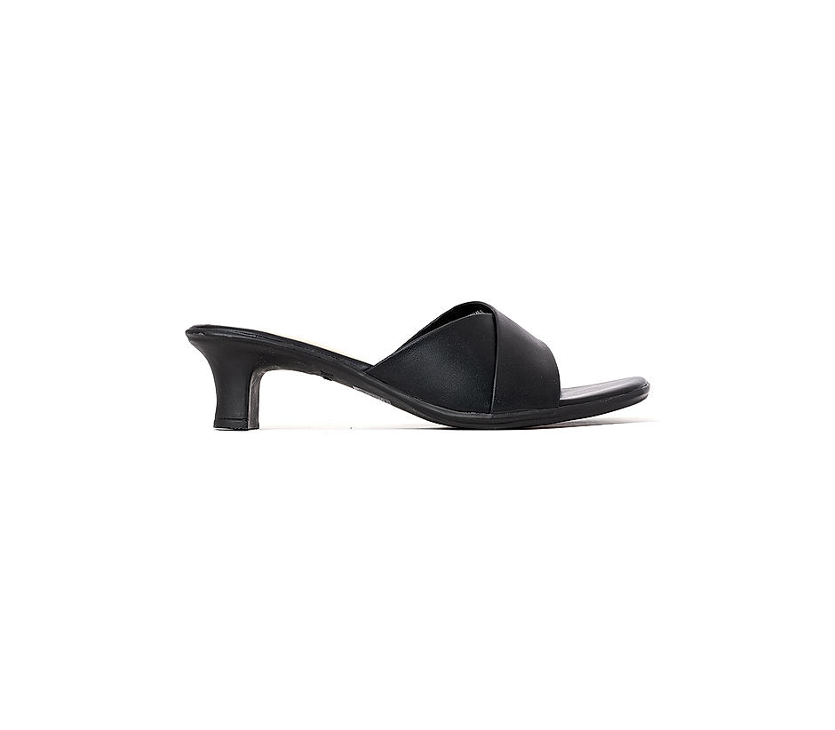 Womens Black Patent Leather Mule Heels