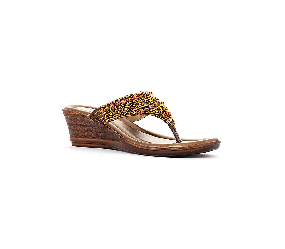 Khadim Brown Heel Slip On Sandal for Women