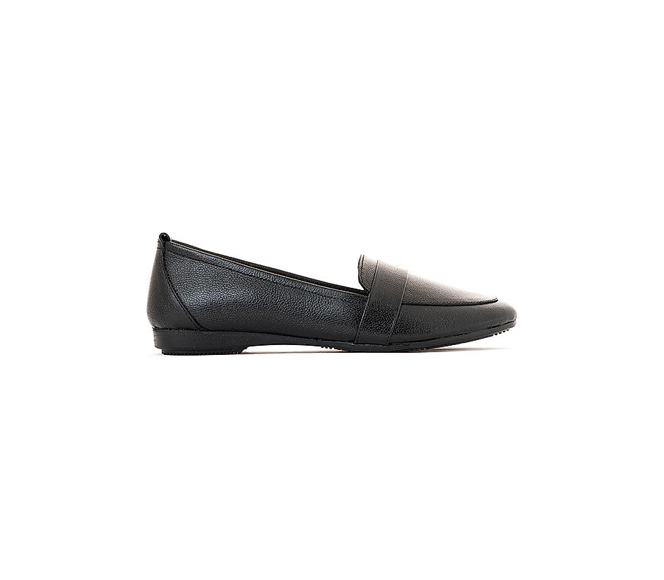 Sharon Black Leather Loafers Casual Shoe for Women
