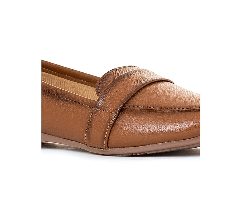 Sharon Brown Leather Loafers Casual Shoe for Women