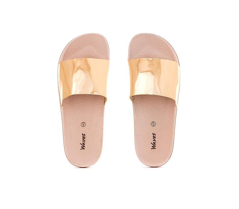 KHADIM Waves Gold Casual Mule Slide Slippers for Women (6960035)