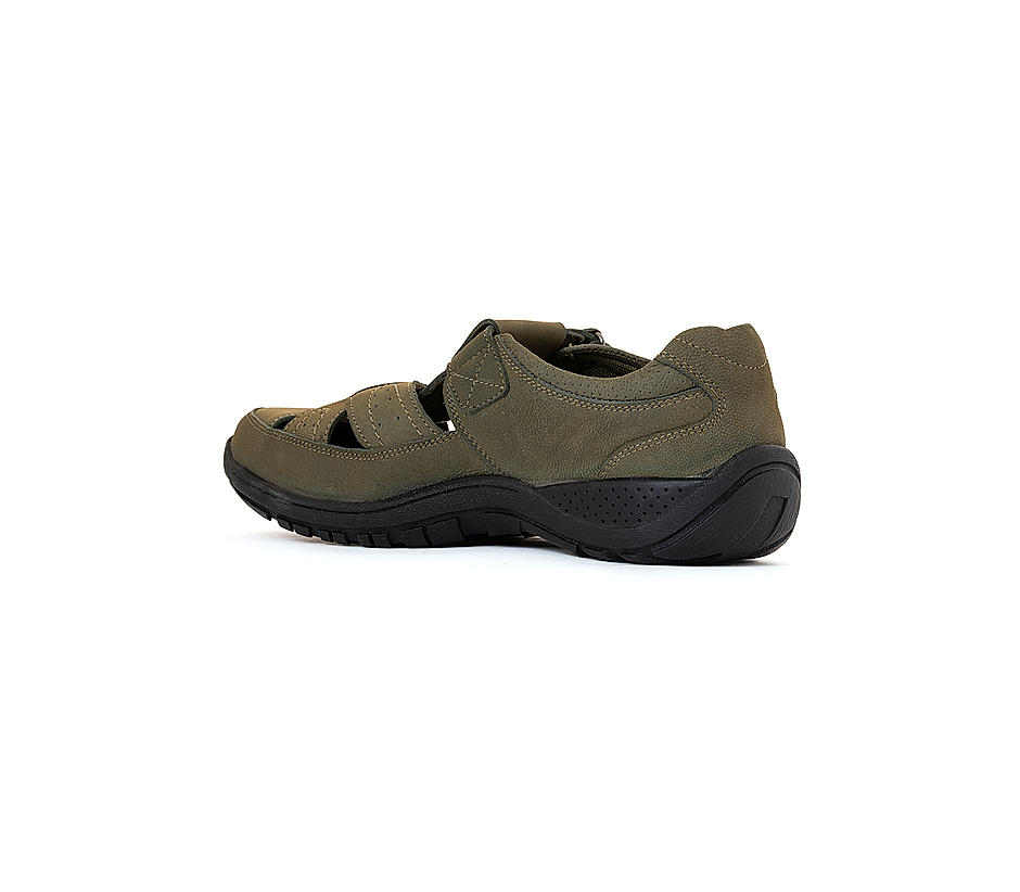 British Walkers Olive Leather Peshawari Shoe Sandal for Men