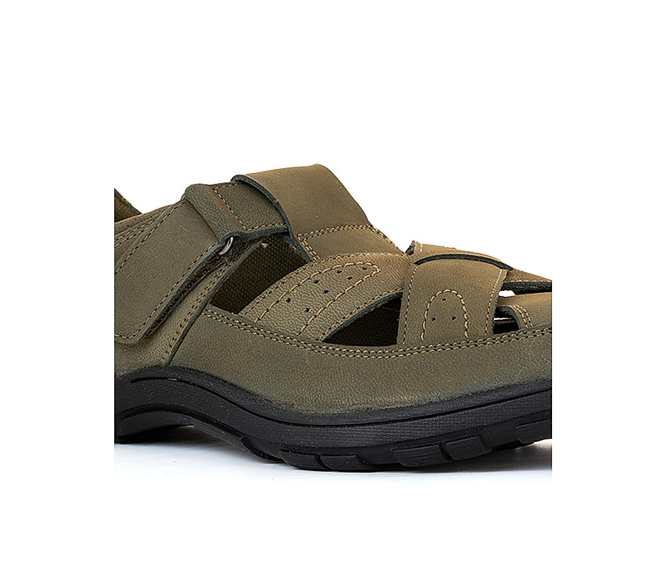 British Walkers Olive Leather Peshawari Shoe Sandal for Men