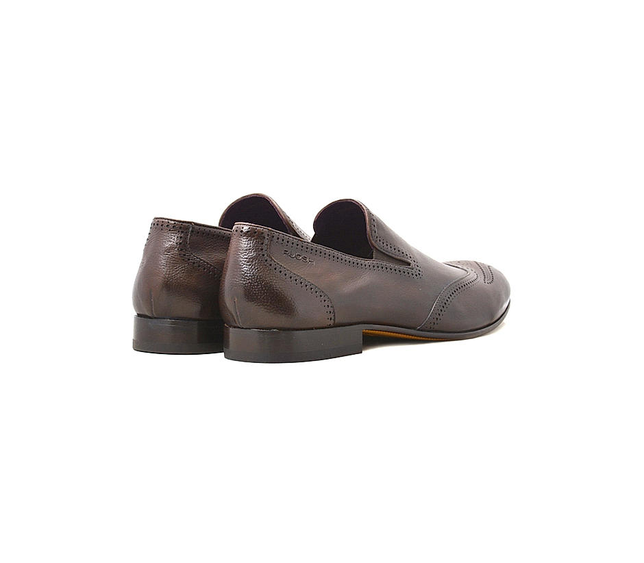 Ruosh Men Brown Leather Semiformal Slip-On Shoes