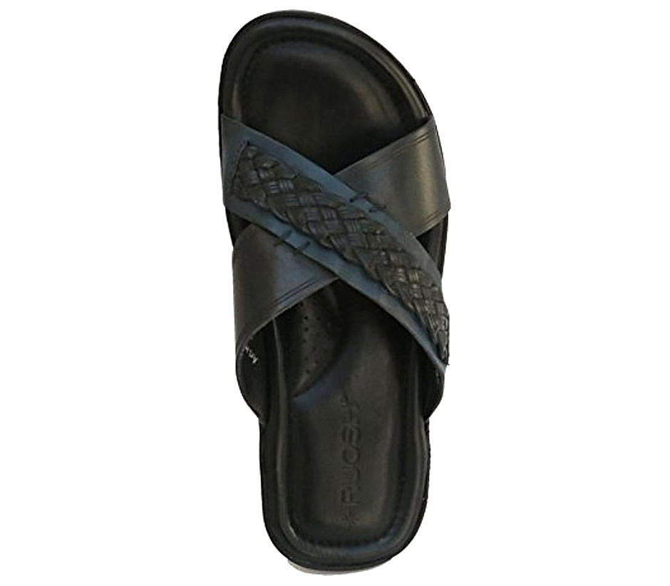 Ruosh Men Black  Blue PARK-03B Leather Comfort Sandals