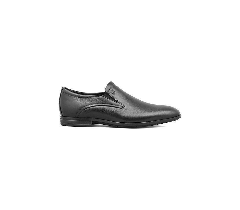 Ruosh Men Black Solid Formal Leather Slip-on Shoes