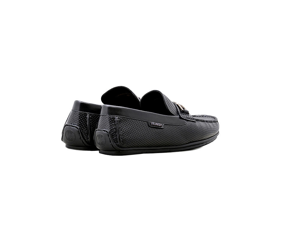Ruosh Men Black Leather DRIVER 06 Loafers