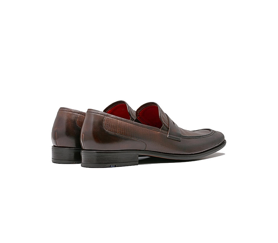 Ruosh Men Brown Solid Veneto Leather Penny Loafers