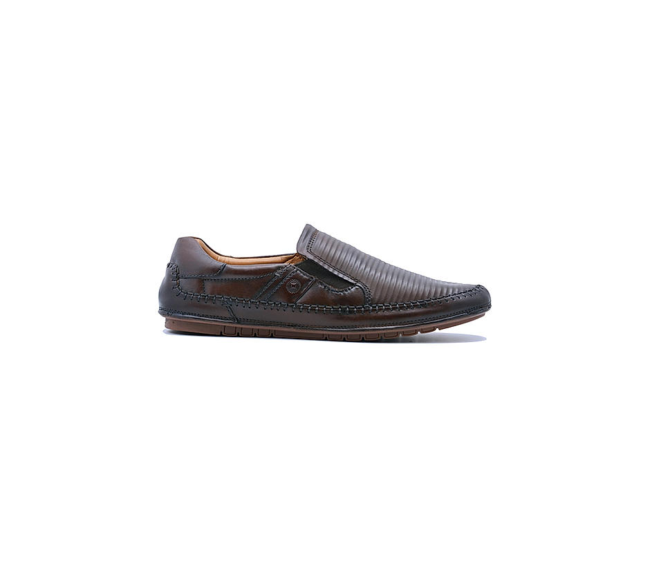 Ruosh Men Brown Textured Leather Loafers