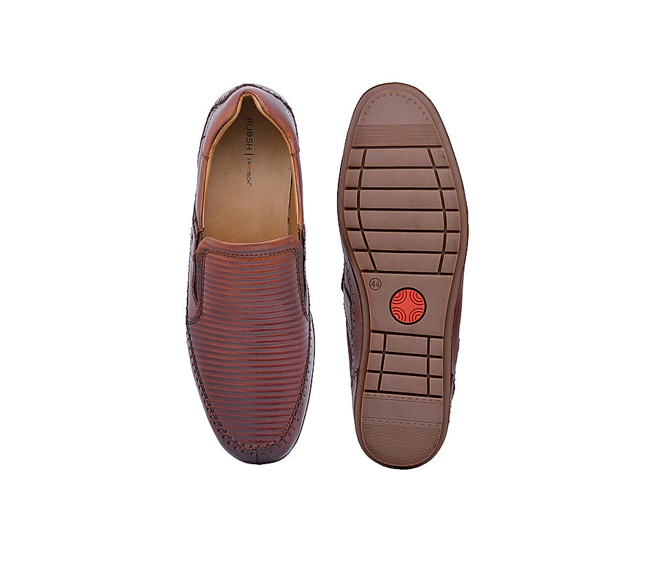 Ruosh Men Tan Textured Leather Loafers